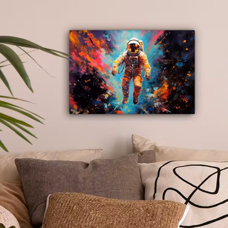 Astronaut - Graffiti - Ruimte - Neon canvas 2cm klein -sfeer1