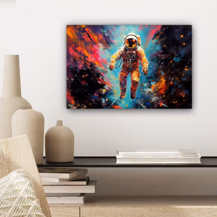 Astronaut - Graffiti - Ruimte - Neon canvas 2cm klein -sfeer6
