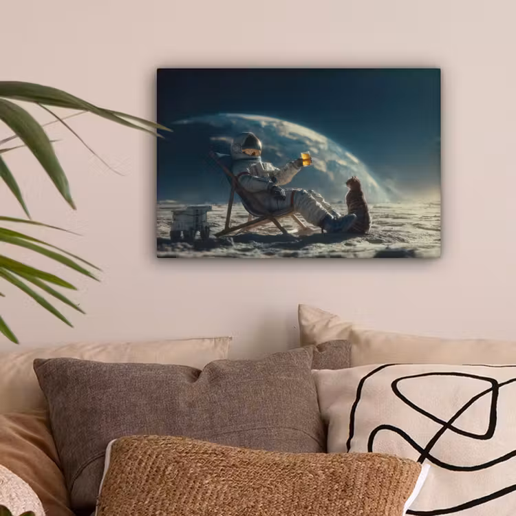 Astronaut - Kat - Glas - Stoel canvas 2cm klein -sfeer1