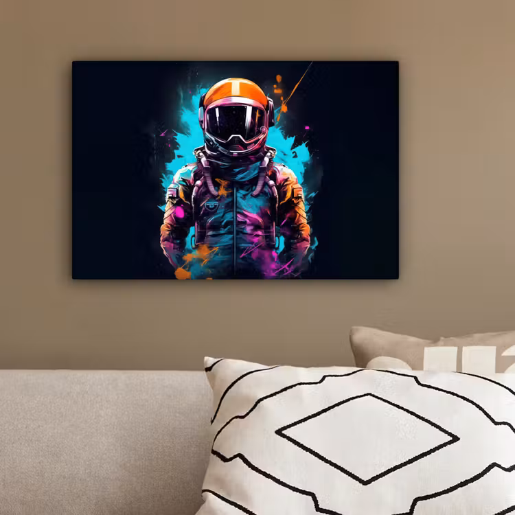 Astronaut - Neon - Gaming - Ruimte canvas 2cm klein -sfeer3