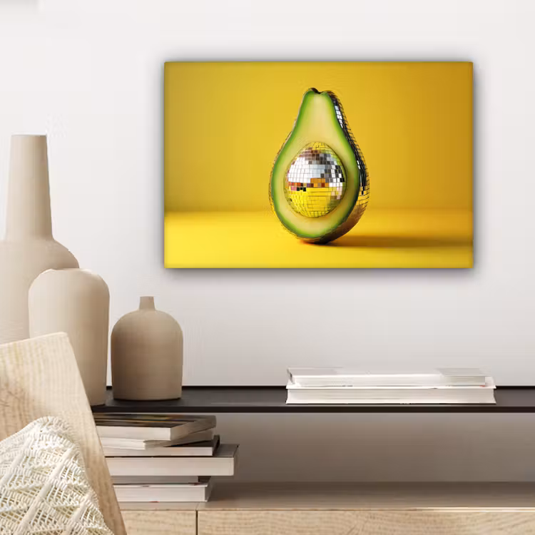 Avocado - Discobal - Geel - Glitter canvas 2cm klein -sfeer6