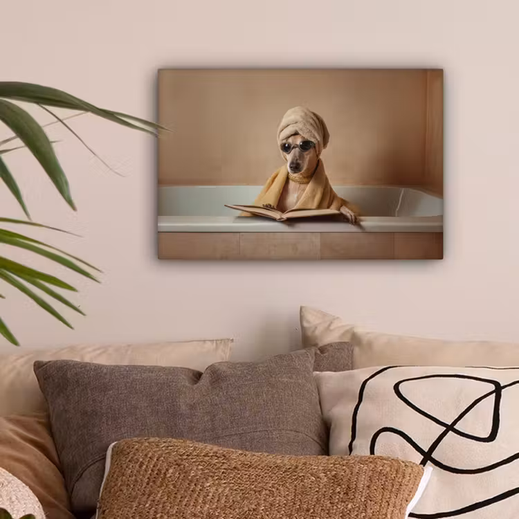 Bad - Hond - Boek - Zonnebril canvas 2cm klein -sfeer1