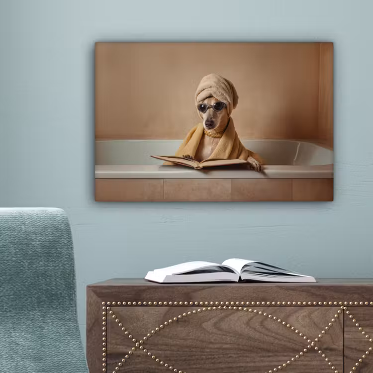 Bad - Hond - Boek - Zonnebril canvas 2cm klein -sfeer4