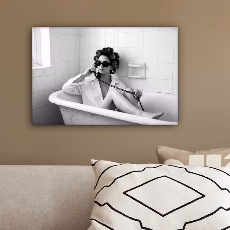 Bad - Vrouw - Zwart - Wit canvas 2cm klein -sfeer3