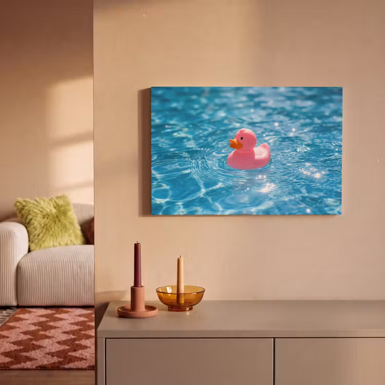 Badeend - Dobberend - Roze canvas 2cm klein -sfeer1