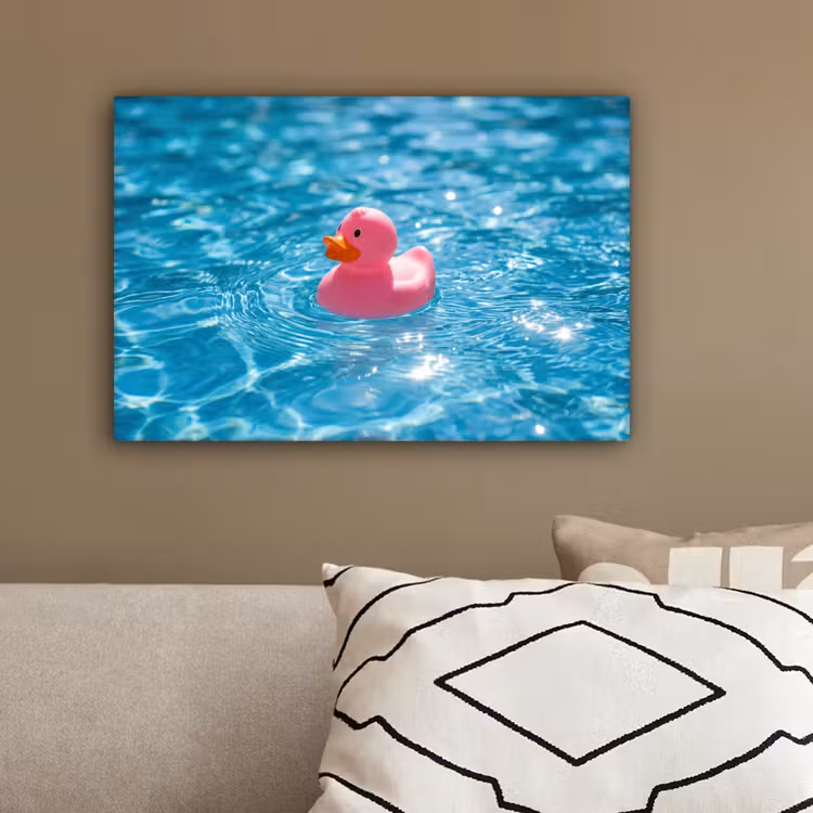 Badeend - Dobberend - Roze canvas 2cm klein -sfeer3