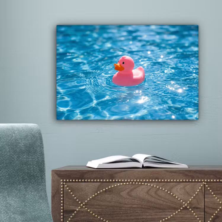 Badeend - Dobberend - Roze canvas 2cm klein -sfeer4