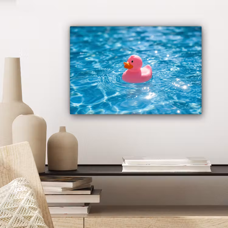 Badeend - Dobberend - Roze canvas 2cm klein -sfeer6