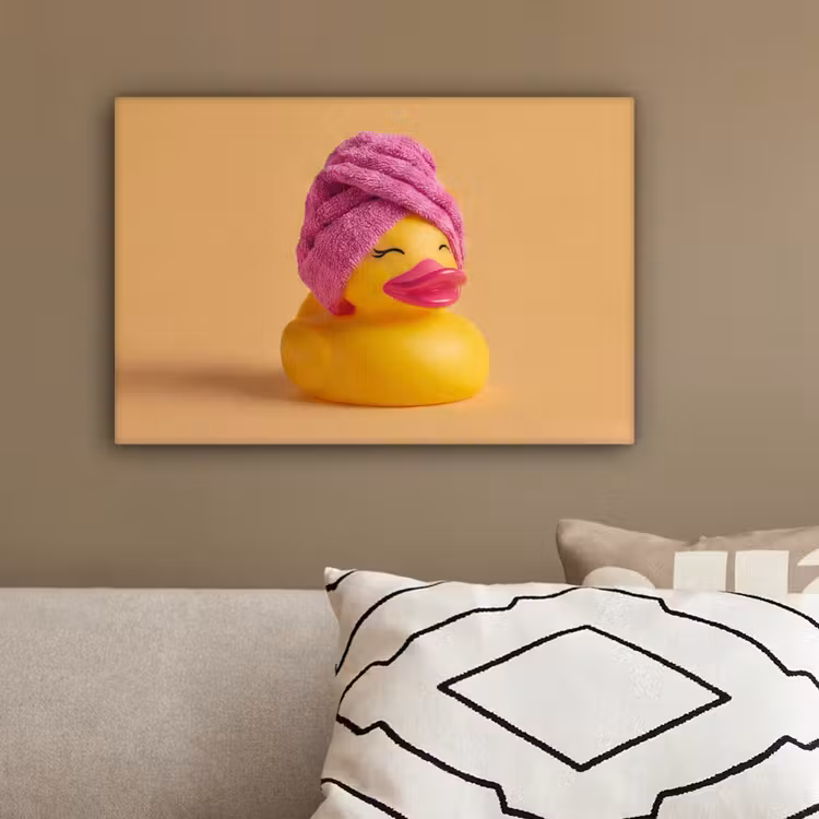 Badeend - Handdoek - Kleurrijk canvas 2cm klein -sfeer3
