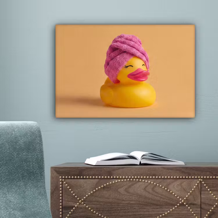 Badeend - Handdoek - Kleurrijk canvas 2cm klein -sfeer4
