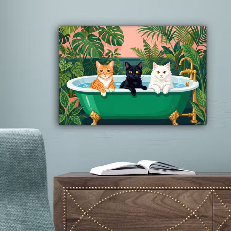 Badkamer - Kattenparade - Kleurrijk canvas 2cm klein -sfeer4