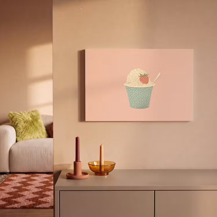 Bakje - Ijs - Aardbei - Roze canvas 2cm klein -sfeer1