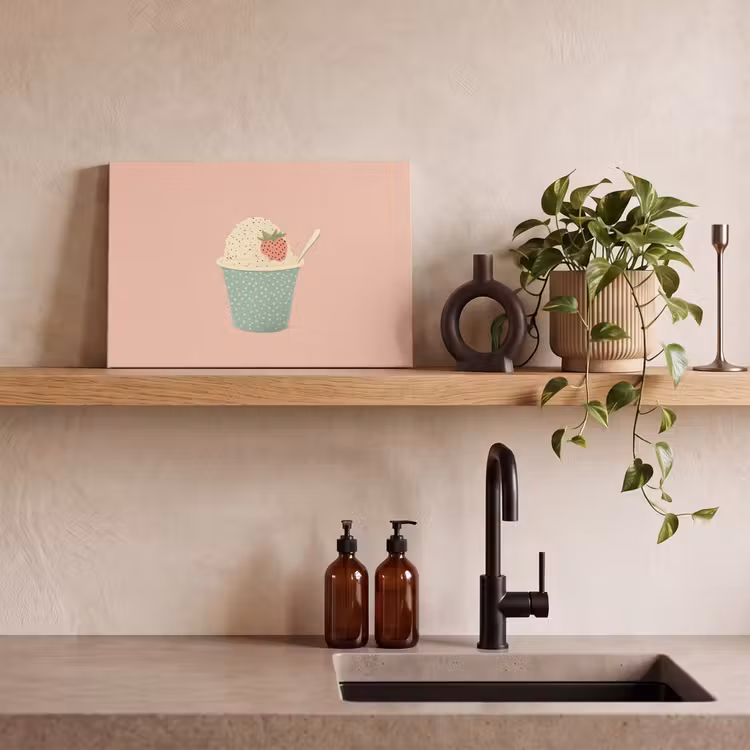 Bakje - Ijs - Aardbei - Roze canvas 2cm klein -sfeer3