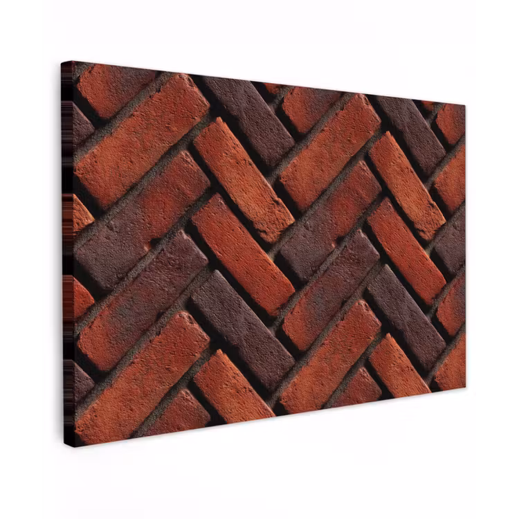Bakstenen - Visgraat - Structuur - Roodbruin canvas 2cm klein 34 -z3d