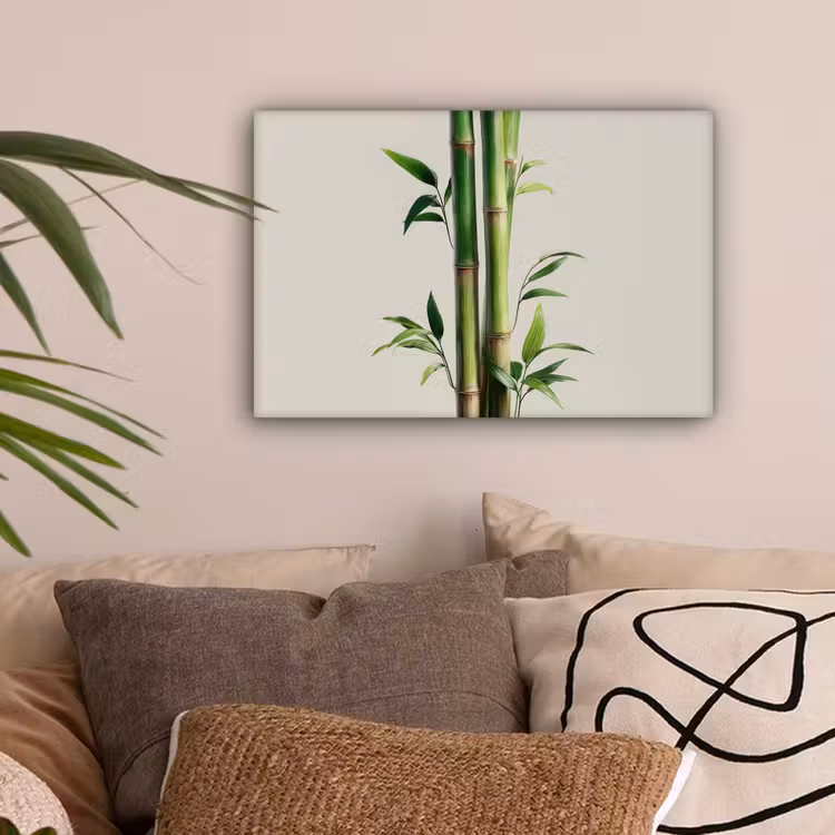 Bamboestengels - Sierlijk - Groen canvas 2cm klein -sfeer1