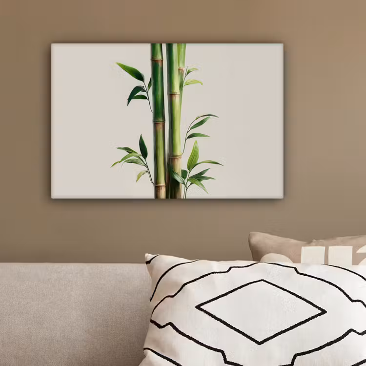 Bamboestengels - Sierlijk - Groen canvas 2cm klein -sfeer3