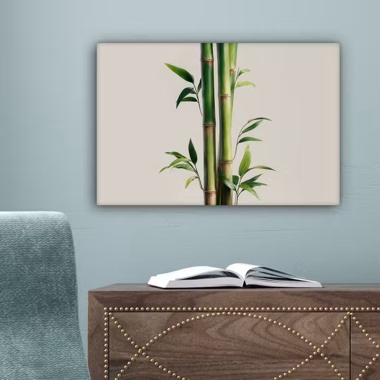 Bamboestengels - Sierlijk - Groen canvas 2cm klein -sfeer4