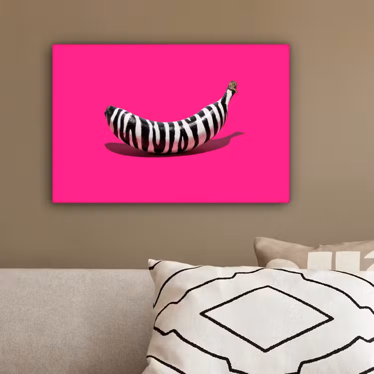 Banaan - Zebraprint - Roze canvas 2cm klein -sfeer3