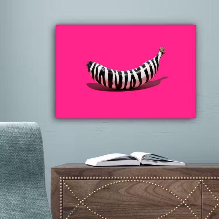 Banaan - Zebraprint - Roze canvas 2cm klein -sfeer4
