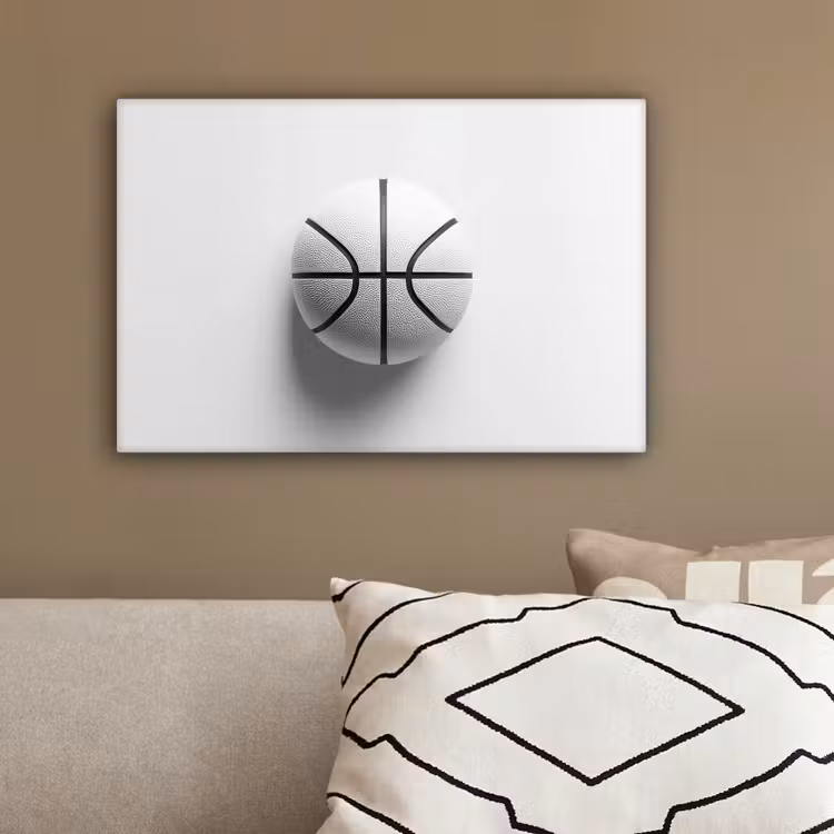 Basketbal - Wit - Schaduw - Lijnen canvas 2cm klein -sfeer3