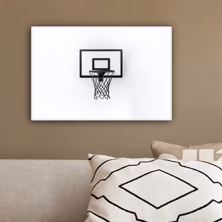Basketbalbord - Minimalistisch - Zwart canvas 2cm klein -sfeer3