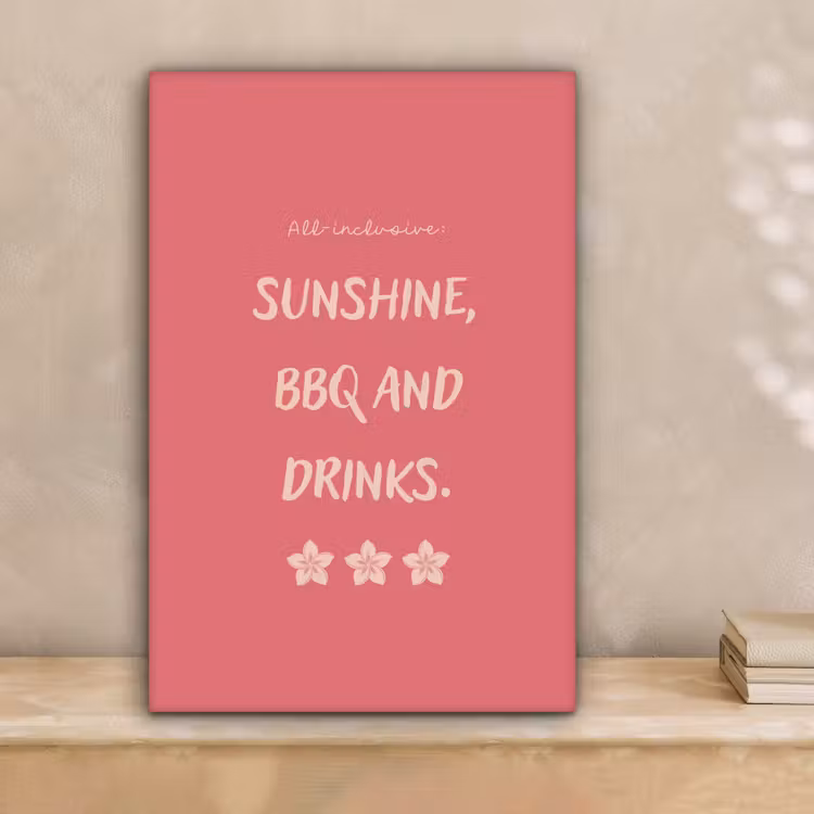 BBQ - Quote - Roze - Zomer canvas 2cm klein -sfeer1