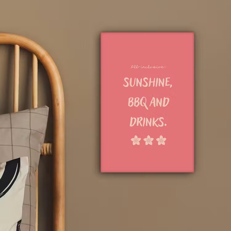 BBQ - Quote - Roze - Zomer canvas 2cm klein -sfeer3