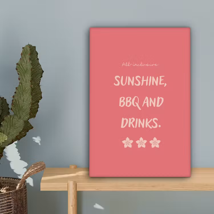 BBQ - Quote - Roze - Zomer canvas 2cm klein -sfeer4