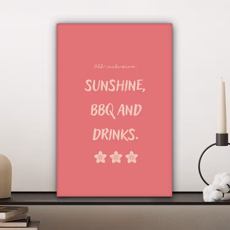 BBQ - Quote - Roze - Zomer canvas 2cm klein -sfeer6