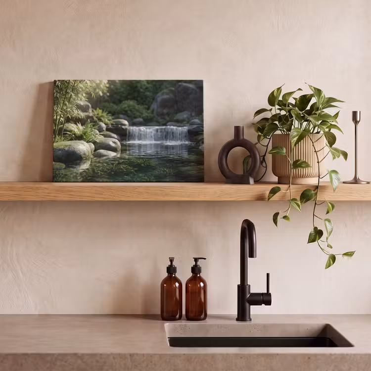 Beek - Waterval - Natuur - Groen canvas 2cm klein -sfeer3