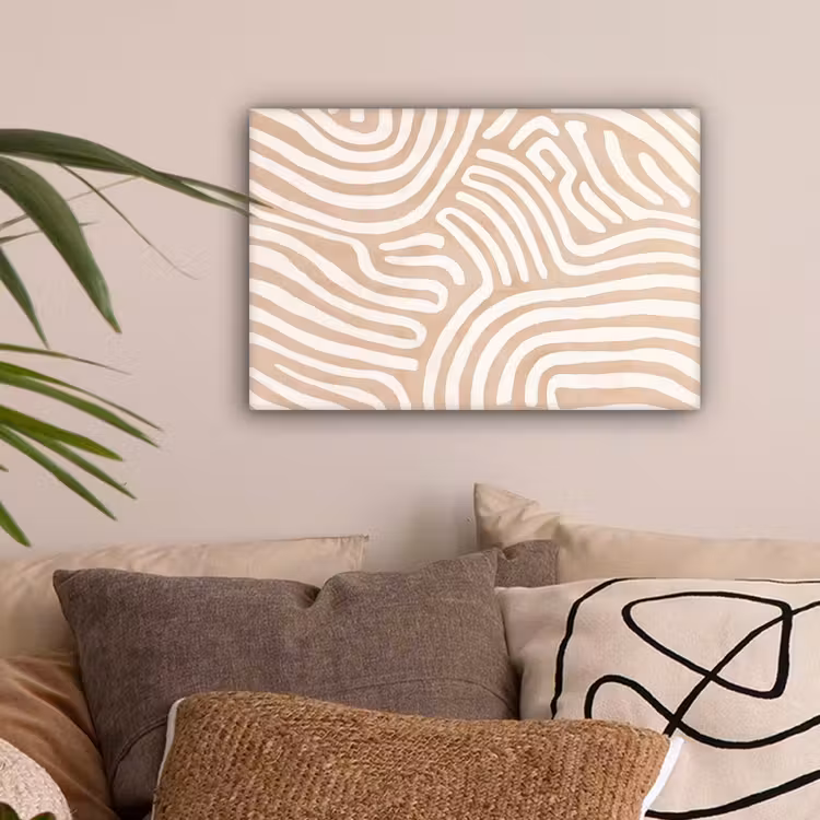 Beige - Aardspatroon canvas 2cm klein -sfeer1