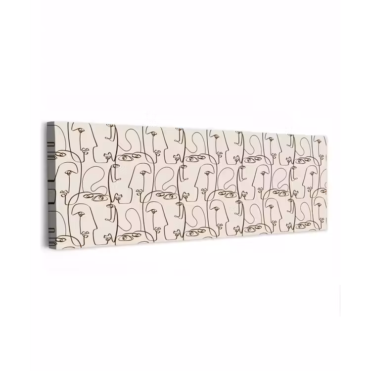 Beige - Gezicht - Lijnen - Bruin canvas 2cm klein 828 -z3d