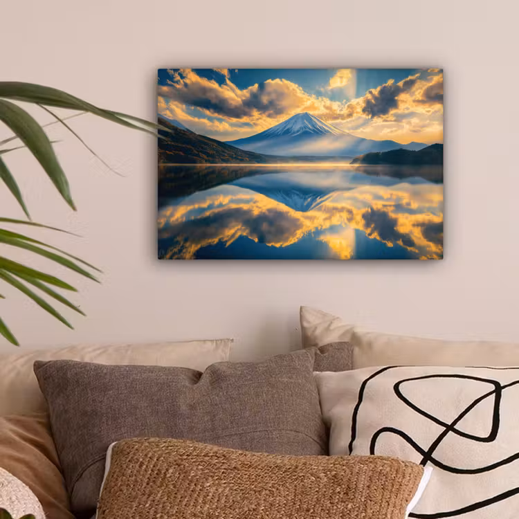 Berg - Rivier - Zonsondergang canvas 2cm klein -sfeer1