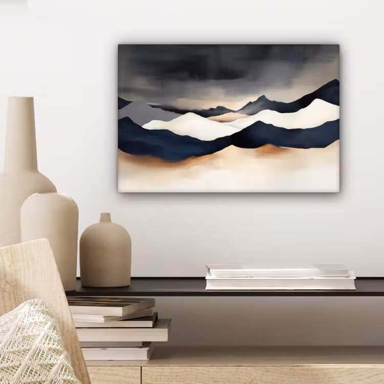 Bergen - Donkerblauw - Landschap canvas 2cm klein -sfeer6