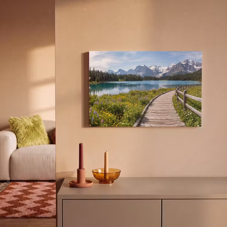 Bergen - Meer - Landschap - Blauw canvas 2cm klein -sfeer1