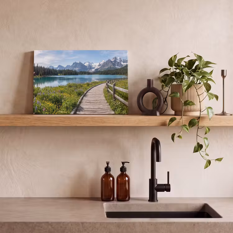 Bergen - Meer - Landschap - Blauw canvas 2cm klein -sfeer3