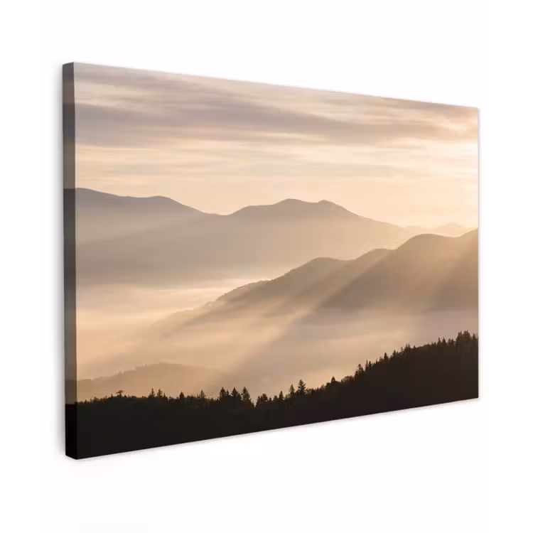 Bergen - Mist - Zonnestralen canvas 2cm klein -z3d
