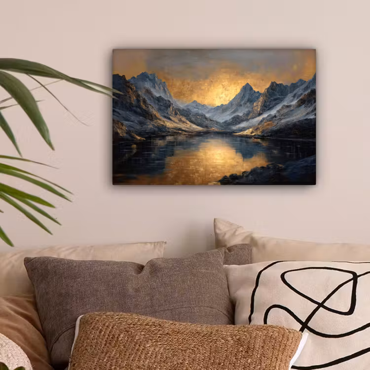 Berglandschap met Gouden Zonsondergang canvas 2cm klein -sfeer1