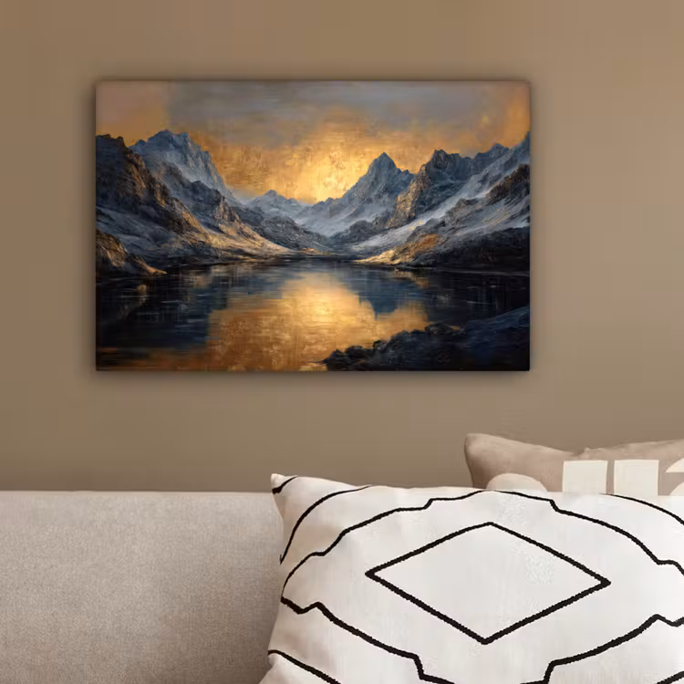 Berglandschap met Gouden Zonsondergang canvas 2cm klein -sfeer3