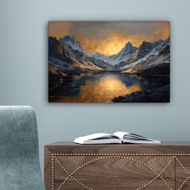 Berglandschap met Gouden Zonsondergang canvas 2cm klein -sfeer4