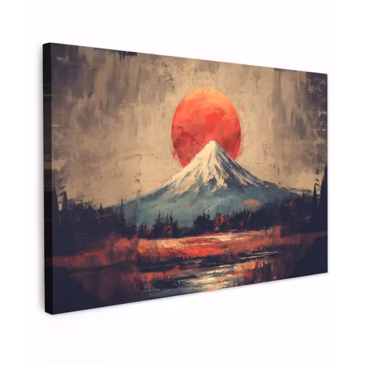 Bergtop - Sneeuw - Zon canvas 2cm klein -z3d