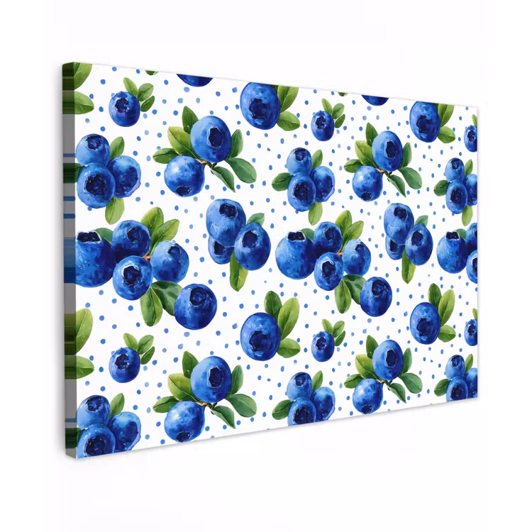 Bessen - Patroon - Blauw canvas 2cm klein 34 -z3d