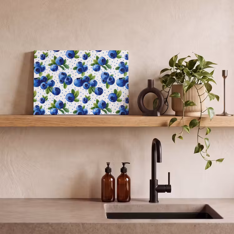 Bessen - Patroon - Blauw canvas 2cm klein 34 -sfeer3