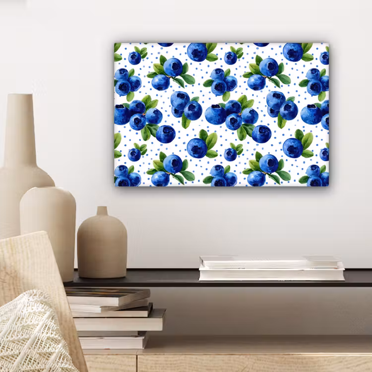 Bessen - Patroon - Blauw canvas 2cm klein 34 -sfeer6