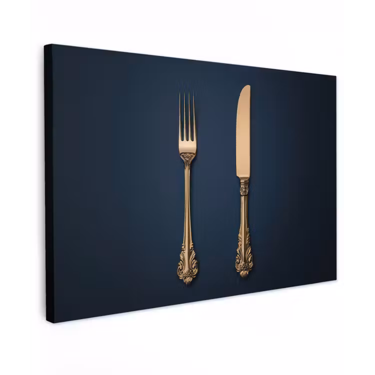 Bestek - Donkerblauw - Goud canvas 2cm klein -z3d