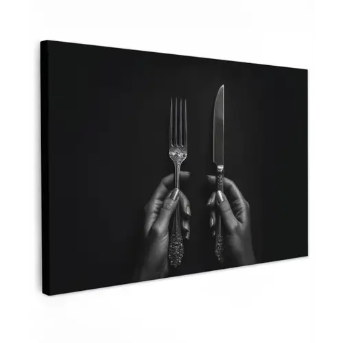 Bestek - Zwart - Wit canvas 2cm klein -z3d