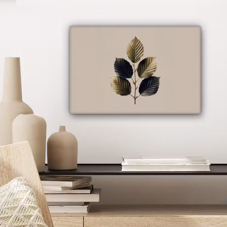 Beukenbladeren - Bruin - Groen - neutraal canvas 2cm klein -sfeer6