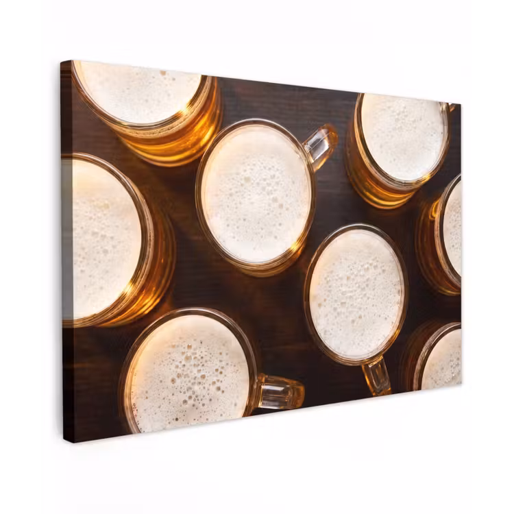 Bier - Glazen - Schuim - Hout - Drank canvas 2cm klein -z3d