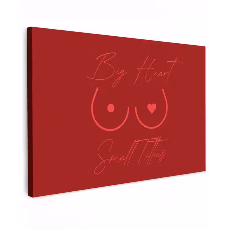 big heart small titties - Hart - Rood canvas 2cm klein -z3d