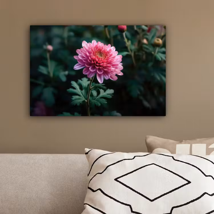 Blad - Chrysant - Roze - Schaduw canvas 2cm klein -sfeer3